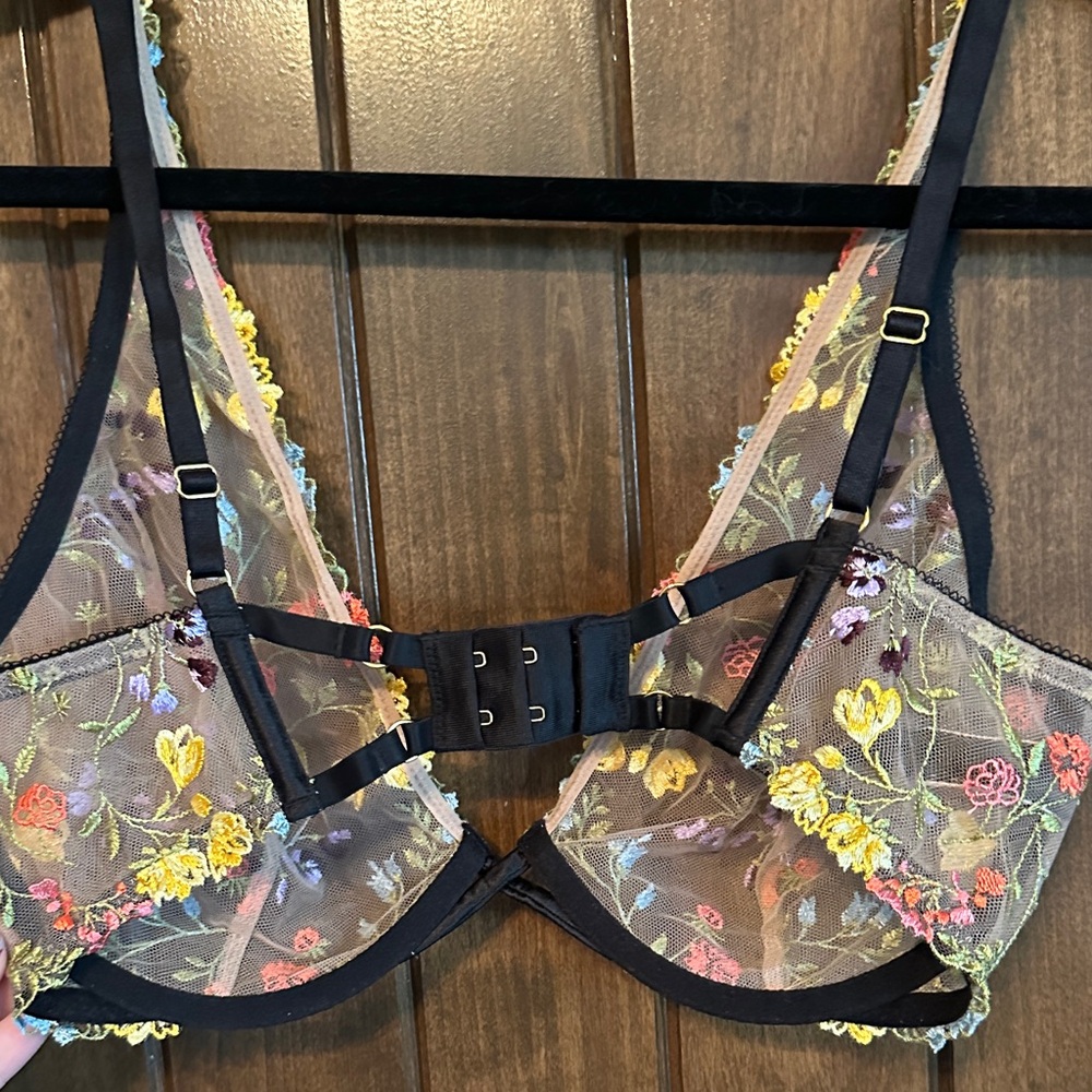 Victoria's Secret Dream Angels Cage Sheer Bra with Floral Embroidery - Picture 4 of 5